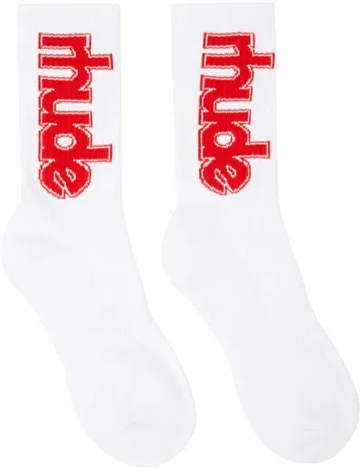 Rhude Ski Club Logo-intarsia Cotton-blend Socks In White