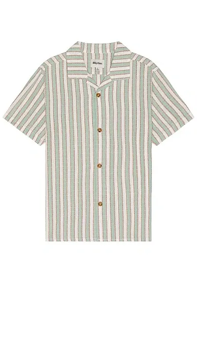 Rhythm Vacation Stripe Short Sleeve Shirt In Sea Green