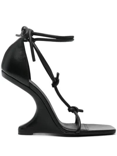 Rick Owens 110mm Lido Cantilever 8 T Leather Sandals In Black