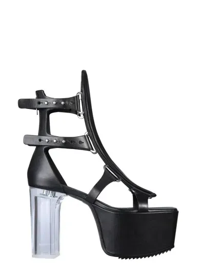 Rick Owens Spartans Platform High Heel Sandals In Black