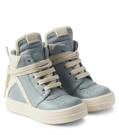 Rick Owens Baby Geo Leather High-top Sneakers In Blue