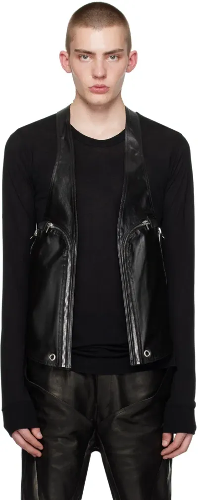 Rick Owens Black Bauhaus Denim Vest In 09 Black