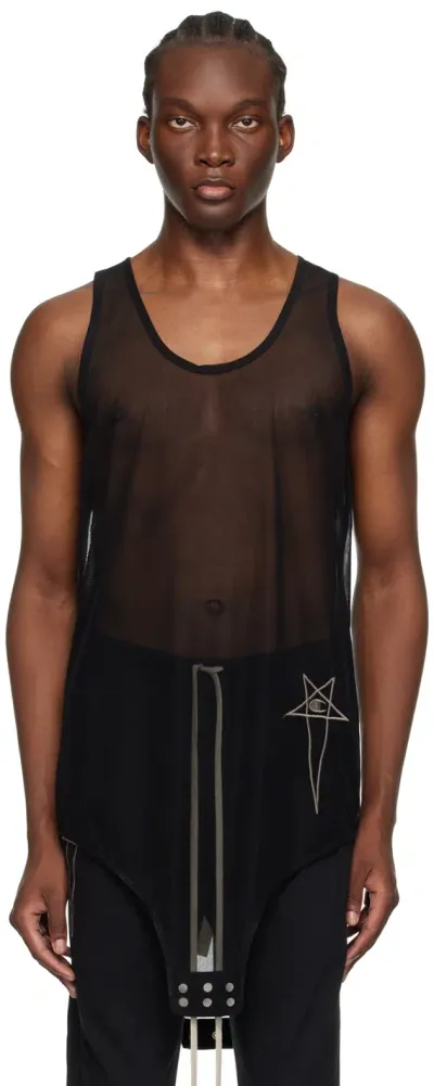 Rick Owens Black Champion Edition Basketball Tank Top In 09 Black