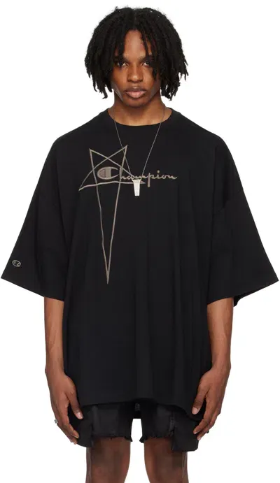 Rick Owens Black Champion Edition Tommy T-shirt In 09 Black