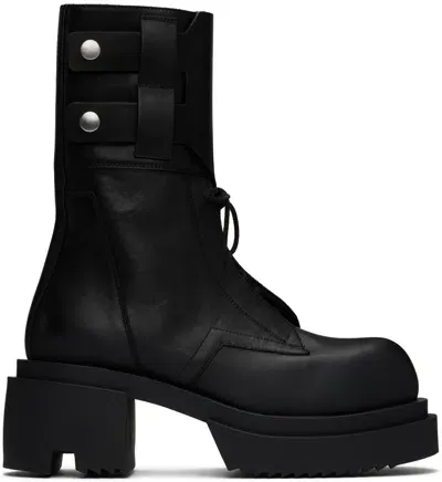 Rick Owens Black Field Bogun Boots In 09 Black