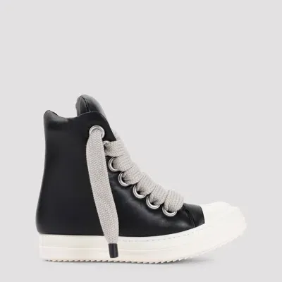 Rick Owens Black Jumbo Laced Padded Lamb Leather Sneakers In White