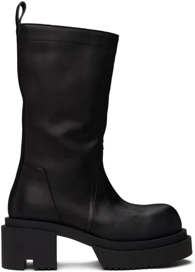 Rick Owens Black Lido Pull On Bogun Boots In 09 Black