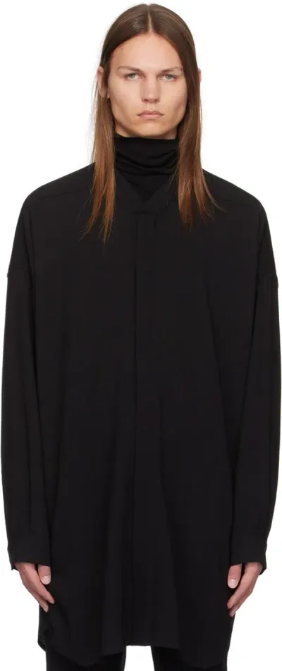 Rick Owens Black Oversized Faun Shirt In 09 Black