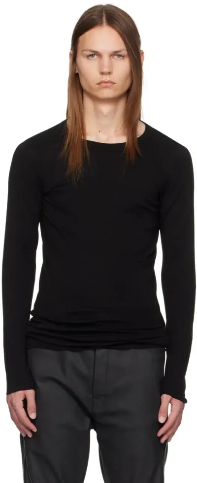 Rick Owens Black Porterville Cashmere Blend Long Sleeve T-shirt In 09 Black