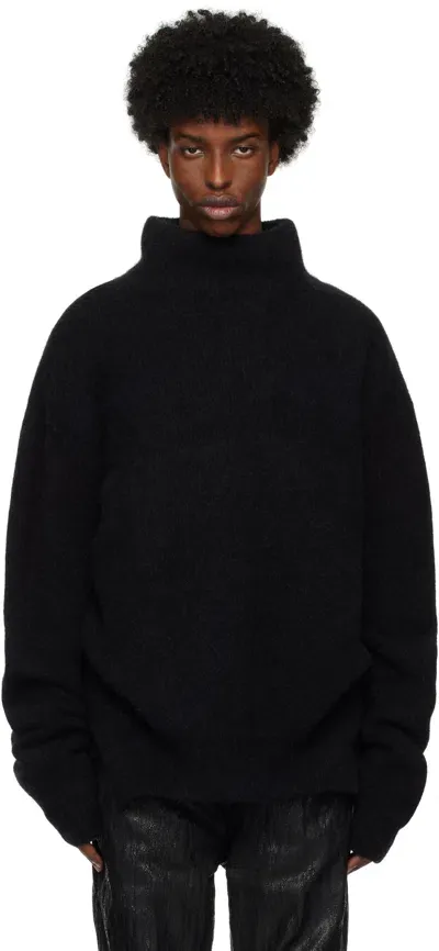 Rick Owens Black Porterville Fisherman Tabard Turtleneck In 09 Black