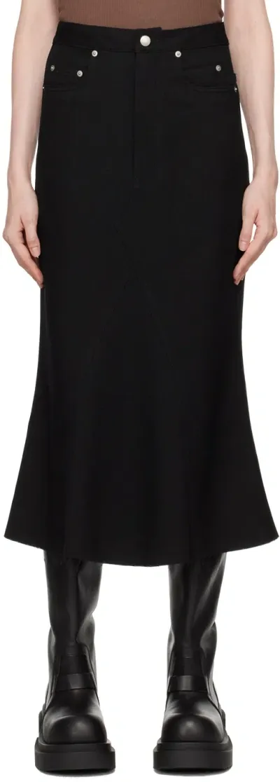 Rick Owens Black Porterville Godet Midi Skirt In 09 Black