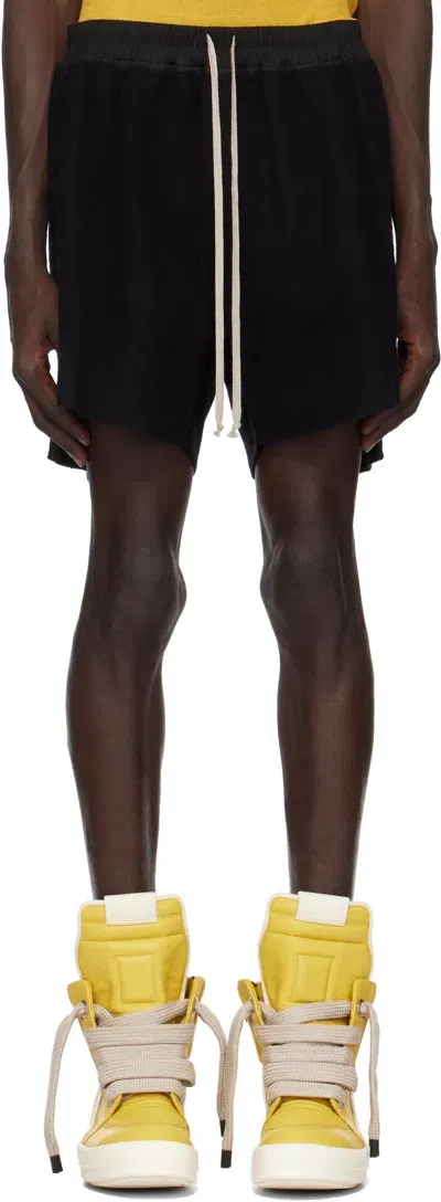 Rick Owens Black Porterville Long Boxers Shorts In 09 Black