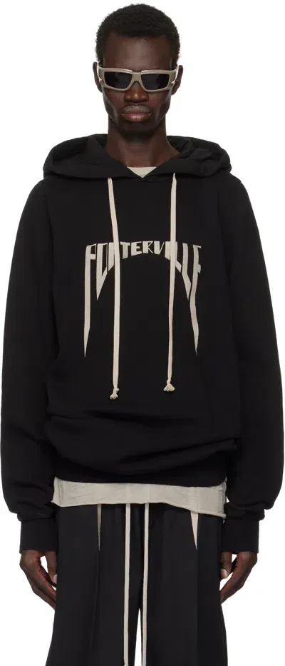 Rick Owens Black Porterville Organic Cotton Hoodie In 0908 Black/pearl