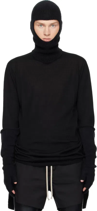 Rick Owens Black Porterville Oversized Turtleneck In 09 Black