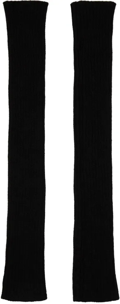 Rick Owens Black Porterville Ribbed Arm Warmers In 09 Black