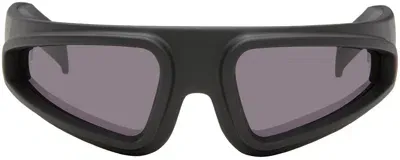 Rick Owens Black Ryder Sunglasses In Blk Temple Blk Lens