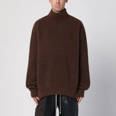 Rick Owens Brown Over Jumper In Alpaca Blend