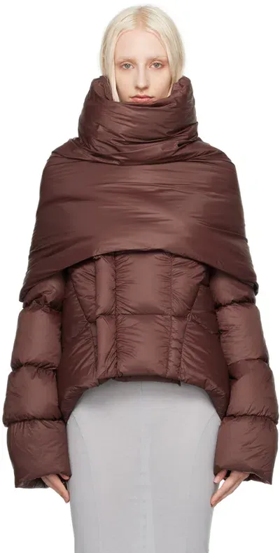 Rick Owens Brown Porterville Cowl Scarf In 93 Throat