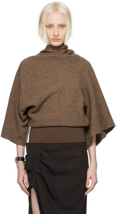 Rick Owens Brown Porterville Cylinder Turtleneck In 134 Fawn