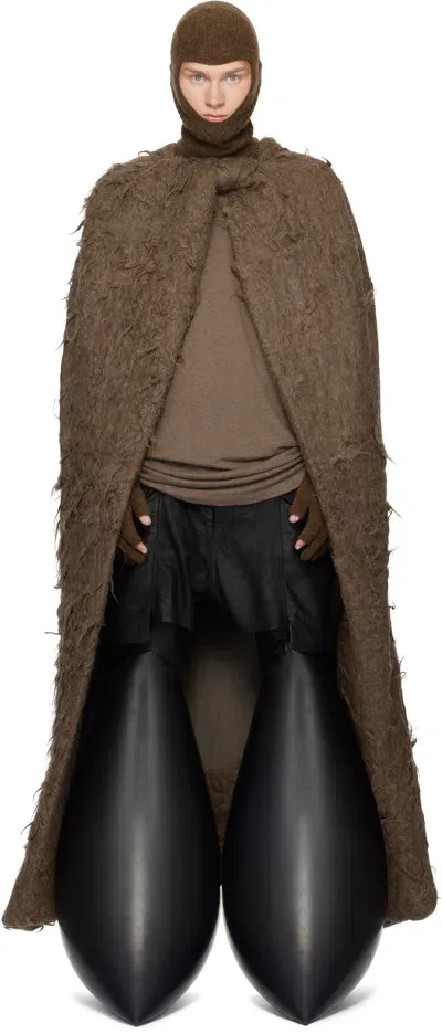 Rick Owens Brown Porterville Masto Cape Coat In 134 Fawn