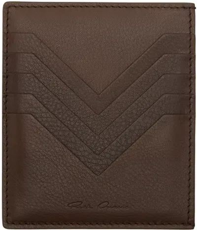 Rick Owens Brown Porterville Square Card Holder In 74 Saddle