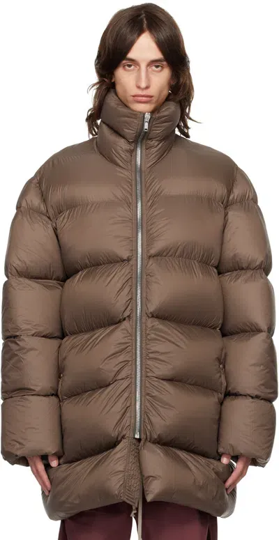 Rick Owens Brown Porterville Turtle Down Coat In 134 Fawn