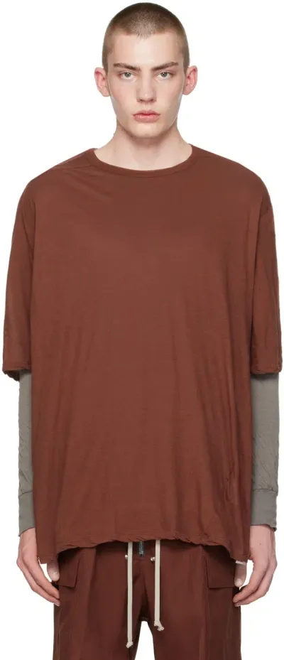 Rick Owens Burgundy Crewneck T-shirt In 73 Henna