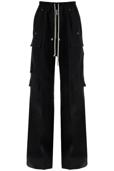 Rick Owens Cargo Pants In Grain De Poudre In Black