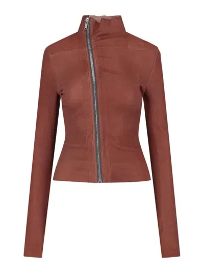 Rick Owens Giacca Biker Crop In Red