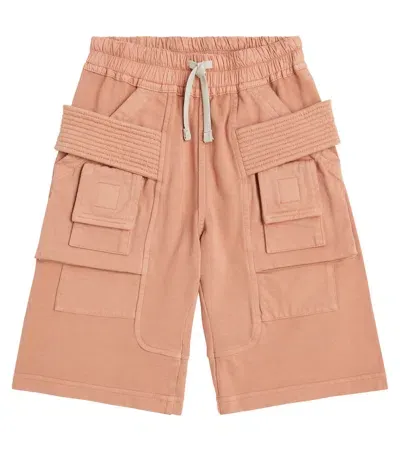 Rick Owens Kids' Creatch Cotton Cargo Shorts In Pink