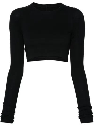 Rick Owens Cotton Crop Top In Black