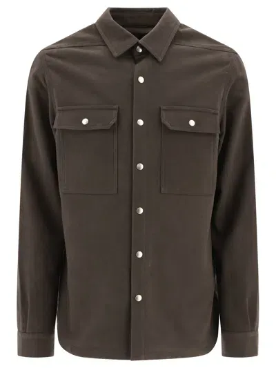 Rick Owens Snap Buttoned Denim Jacket In Grey