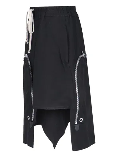 Rick Owens Dracca Asymmetrical Midi Skirt In Black