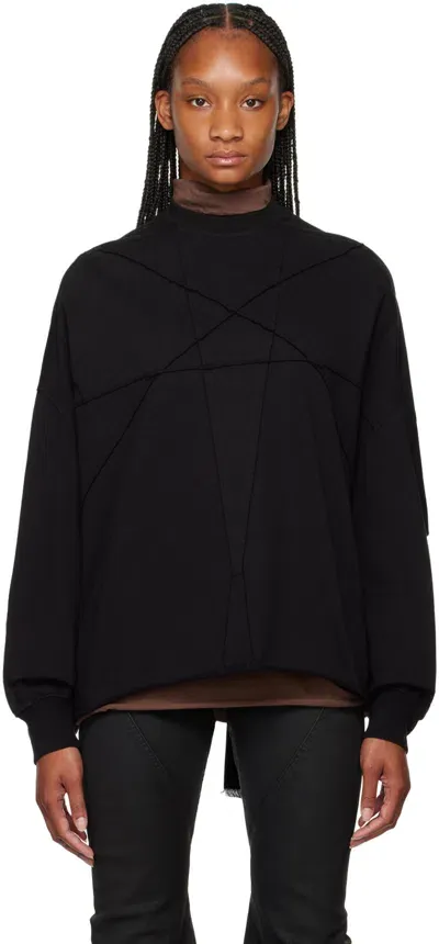 Rick Owens Drkshdw Black Lido Crater Sweatshirt In 09 Black