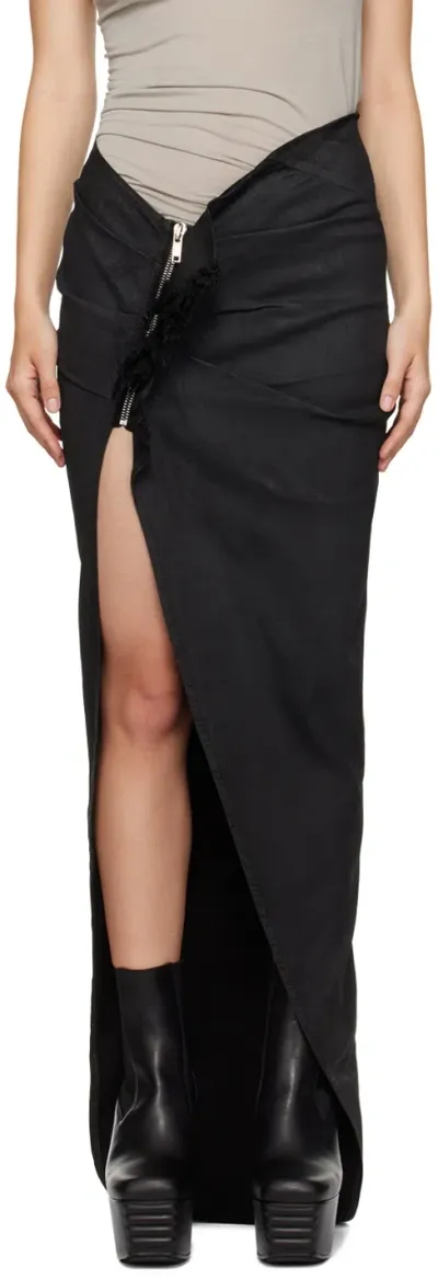 Rick Owens Drkshdw Black Porterville Edfu Denim Maxi Skirt