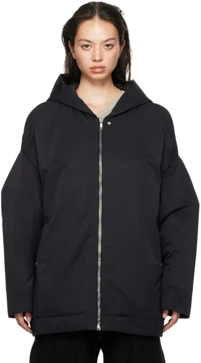 Rick Owens Drkshdw Black Porterville Hooded Peter Jacket In 09 Black