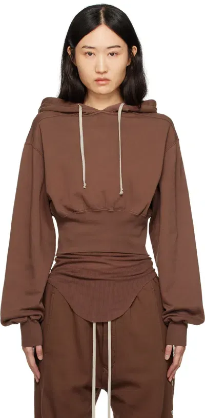 Rick Owens Drkshdw Brown Porterville Tatlin Hoodie In 83 Terra