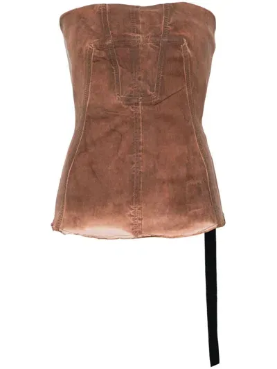 Rick Owens Drkshdw Bustier Top In Brown