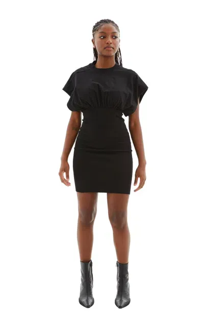 Rick Owens Drkshdw Cinched Sl Tommy Mini Dress In Black