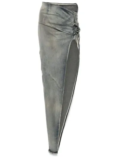 Rick Owens Drkshdw Edfu Long Skirt In Blue