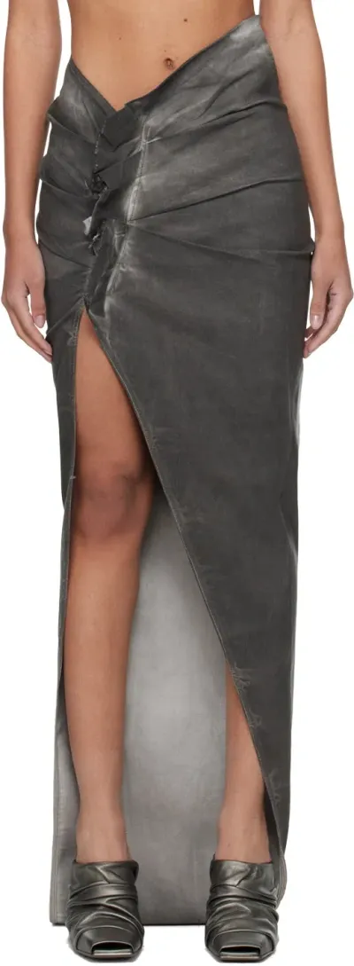 Rick Owens Drkshdw Gray Edfu Denim Maxi Skirt In 78 Dark Dust