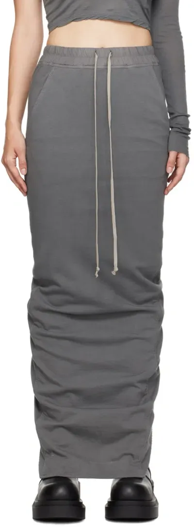 Rick Owens Drkshdw Gray Porterville Pull On Pillar Maxi Skirt In 88 Stone