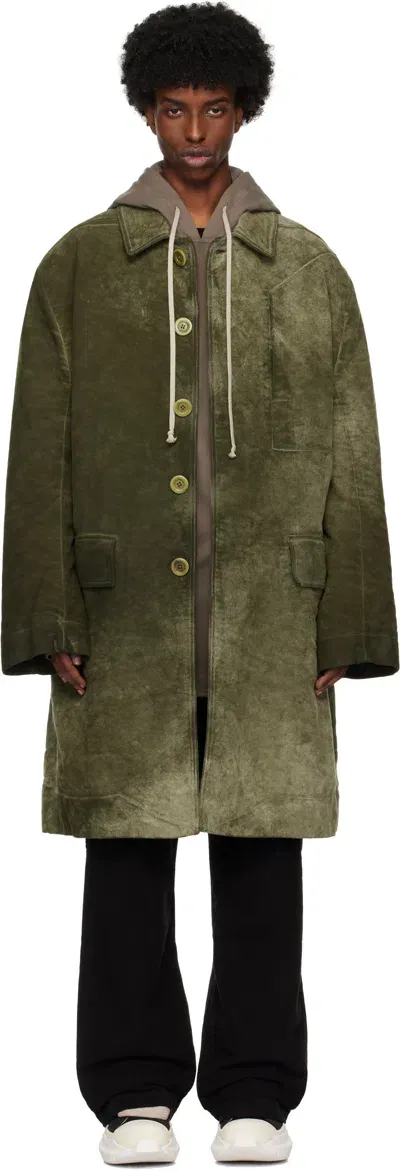 Rick Owens Drkshdw Khaki Porterville Jumbo Mac Coat In 85 Sage