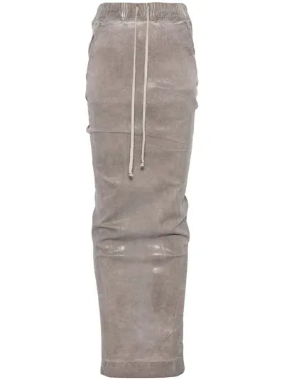 Rick Owens Drkshdw Pillar Denim Skirt In Grey