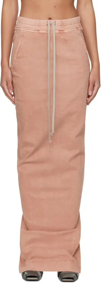 Rick Owens Drkshdw Pink Pull On Pillar Denim Maxi Skirt