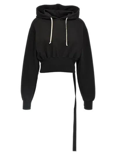 Rick Owens Drkshdw Tatlin Drawstring Cropped Hoodie In Black