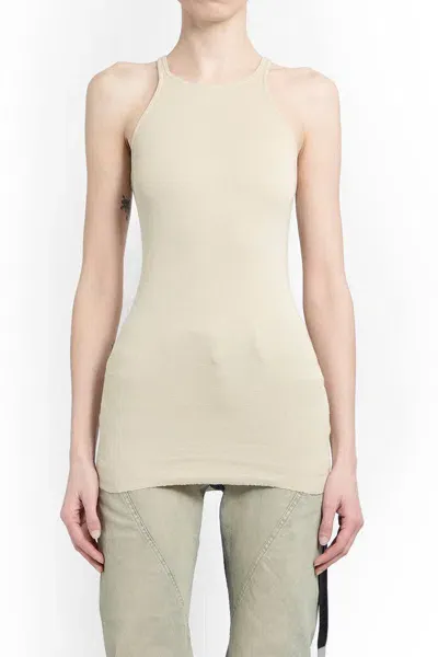 Rick Owens Drkshdw Halterneck Cotton Tank Top In Neutrals