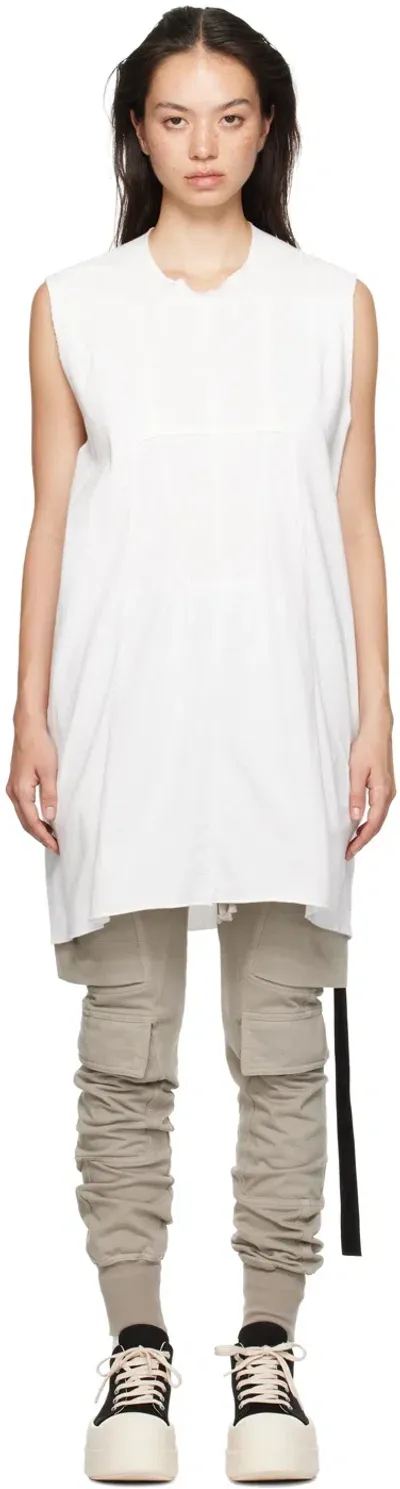 Rick Owens Drkshdw White Luxor Sl Tank Top In 11 Milk