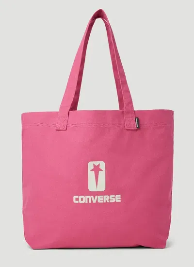 Rick Owens Drkshdw X Converse Logo Print Tote Bag In Pink