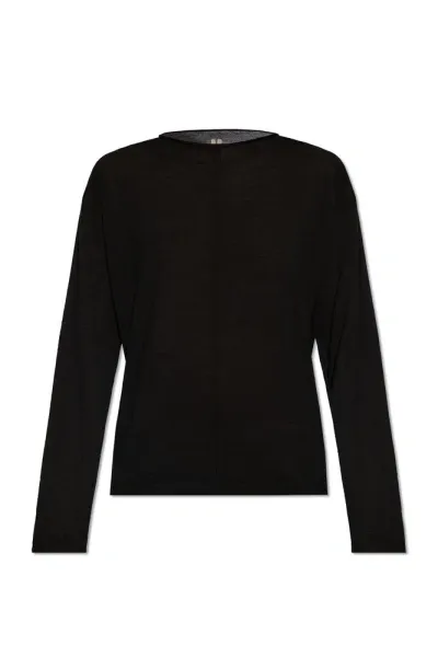 Rick Owens Drop Shoulder Ribbed Knit Jumper In Black